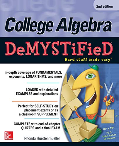 Product Cover College Algebra DeMYSTiFieD, 2nd Edition