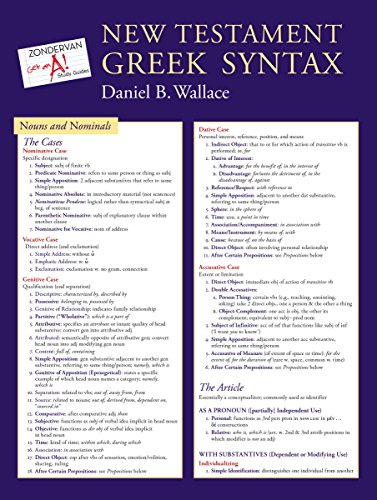 Product Cover New Testament Greek Syntax Laminated Sheet (Zondervan Get an A! Study Guides)