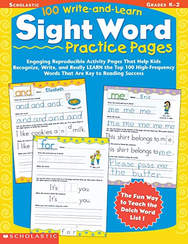Product Cover 100 Write-and-Learn Sight Word Practice Pages: Engaging Reproducible Activity Pages That Help Kids Recognize, Write, and Really LEARN the Top 100 High-Frequency Words That are Key to Reading Success