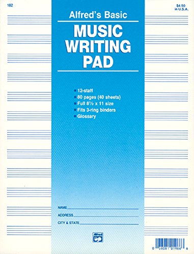 Product Cover 12 Staff Music Writing Pad (Loose Pages (3-hole punched for ring binders))