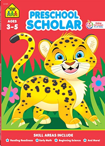 Product Cover School Zone - Preschool Scholar Workbook - 64 Pages, Ages 3 to 5, Preschool to Kindergarten, Reading Readiness, Early Math, Science, ABCs, Writing, and More