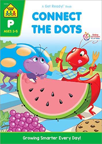 Product Cover School Zone - Connect the Dots Workbook - Ages 3 to 5, Preschool to Kindergarten, Dot-to-Dots, Counting, Number Puzzles, Numbers 1-10, Coloring, and More (School Zone Get Ready!TM Book Series)