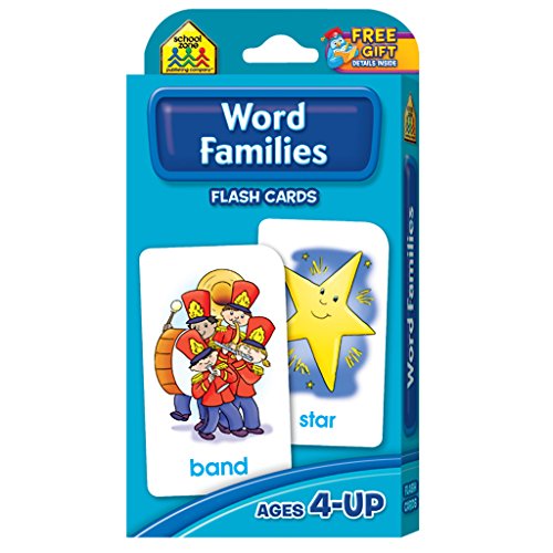 Product Cover School Zone - Word Families Flash Cards - Ages 4 and Up, Preschool to Kindergarten, Beginning and Ending Sounds, Rhymes, Reading, and More