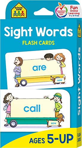 Product Cover School Zone - Sight Words Flash Cards - Ages 5 and Up, Kindergarten to 1st Grade, Phonics, Beginning Reading, Sight Reading, Early-Reading Words, and More