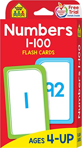 Product Cover School Zone - Numbers 1-100 Flash Cards - Ages 4 and Up, Numbers 1-100, Counting, Skip Counting, and More