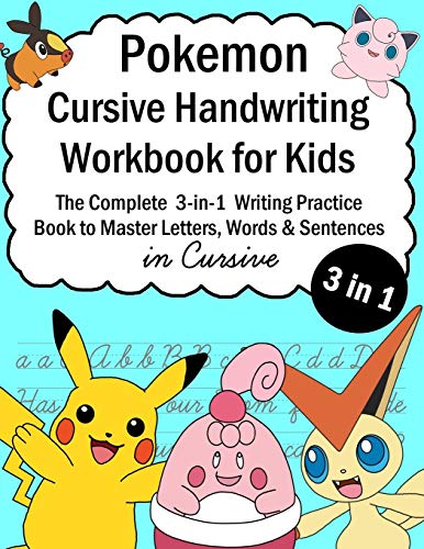 Product Cover Pokemon Cursive Handwriting Workbook for Kids: The Complete 3-in-1 Writing Practice Book to Master Letters, Words & Sentences in Cursive (Talented Kids)