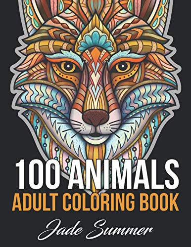 Product Cover 100 Animals: An Adult Coloring Book with Lions, Elephants, Owls, Horses, Dogs, Cats, and Many More!
