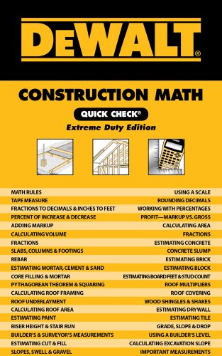 Product Cover Dewalt Construction Math Quick Check: Extreme Duty Edition