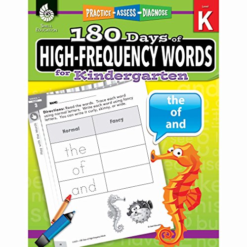 Product Cover 180 Days of High-Frequency Words for Kindergarten - Learn to Read Kindergarten Workbook - Improves Sight Words Recognition and Reading Comprehension for Grade K, Ages 4 to 6 (180 Days of Practice)