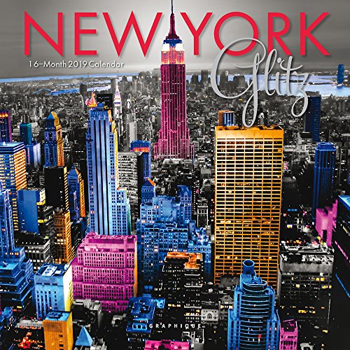 Product Cover Graphique New York Glitz Mini Wall Calendar, 16-Month 2019 Wall Calendar with Historic American Landmark Photographs, 3 Languages & Major Holidays, 2019 Calendar, 7