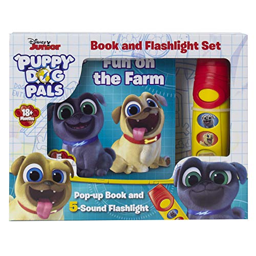 Product Cover Disney Junior Puppy Dog Pals - Fun on the Farm Pop-up Book and 5 Sound Flashlight - PI Kids