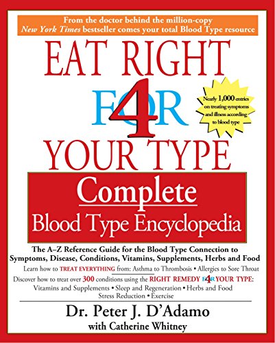Product Cover Eat Right 4 Your Type Complete Blood Type Encyclopedia: The A-Z Reference Guide for the Blood Type Connection to Sympoms, Disease, Conditions, Vitamins, Supplements, Herbs and Food