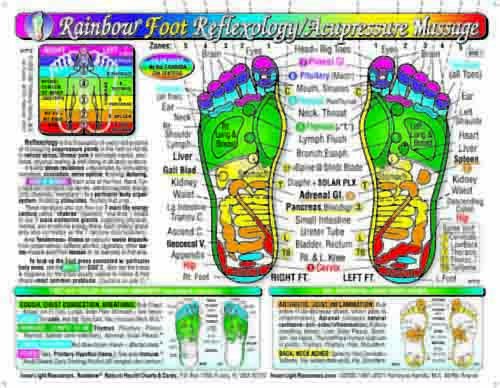 Product Cover Rainbow FOOT Reflexology/ Acupressure Massage CHART by Inner Light Resources, 8.5 x 11 in; 2-sided (Small Poster/ Large Card)