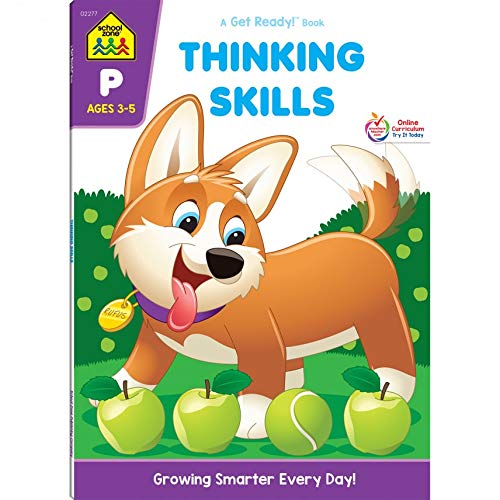 Product Cover School Zone - Thinking Skills Workbook - 64 Pages, Ages 3 to 5, Preschool to Kindergarten, Problem-Solving, Logic & Reasoning Puzzles, and More (School Zone Get Ready!TM Book Series)