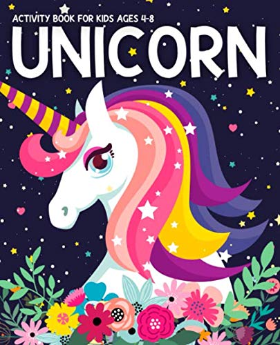 Product Cover Unicorn Activity Book for Kids Ages 4-8: Fun with UNICORN Adventure. Children's Workbook Activity Game for Learning, Coloring, Mazes, Sudoku for Kids, Dot To Dot and More