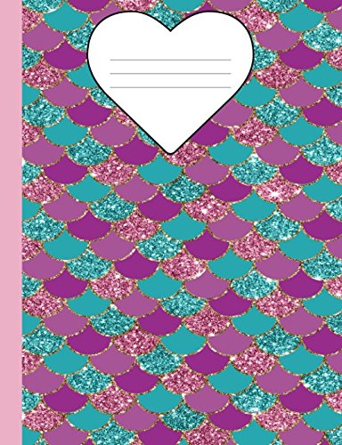 Product Cover Composition Book Mermaid Glitter - Marble Wide Ruled: 100 Lined Pages (Marble Mermaid Wide Composition Notebooks)