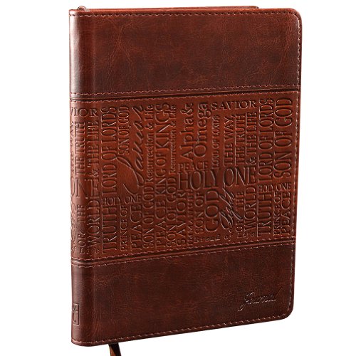 Product Cover Christian Art Gifts Two-Tone Brown Faux Leather Journal | Names Of Jesus | Handy-sized Flexcover Inspirational Notebook w/Ribbon Marker, 240 Lined Pages, Gilt Edges, 5.5 x 7 Inches