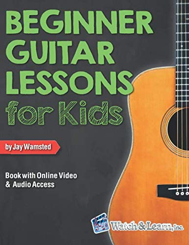 Product Cover Beginner Guitar Lessons for Kids Book: with Online Video and Audio Access