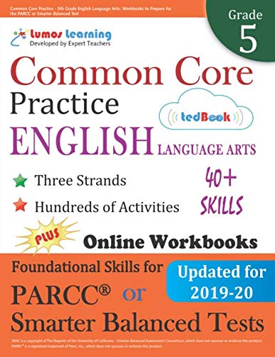 Product Cover Common Core Practice - 5th Grade English Language Arts: Workbooks to Prepare for the PARCC or Smarter Balanced Test: CCSS Aligend (CCSS Standards Practice) (Volume 5)