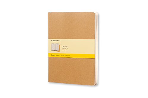 Product Cover Moleskine Cahier Journal (Set of 3), Extra Large, Squared, Kraft Brown, Soft Cover (7.5 x 10)