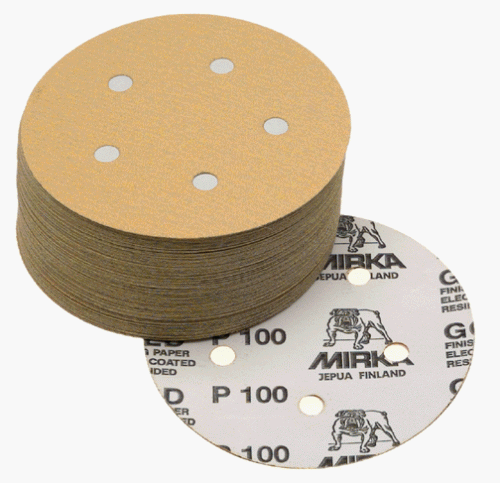 Product Cover Mirka 23-614-220 Bulldog Gold 5-Inch 5-Hole 220 Grit Grip Vacuum Discs, 50-pack