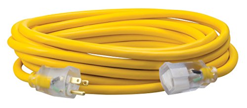 Product Cover Southwire 01687 25-Foot 12/3 made in America Insulated Outdoor Extension Cord with Lighted End, 3-Prong, Yellow