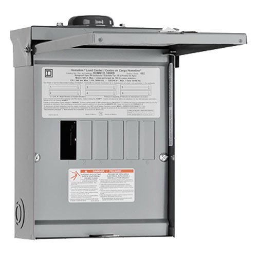 Product Cover Square D by Schneider Electric HOM612L100RBCP Homeline 100 Amp 6-Space 12-Circuit Outdoor Main Lugs Load Center