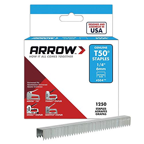 Product Cover Arrow Fastener 504 Genuine T50 1/4-Inch Staples, 1,250-Pack