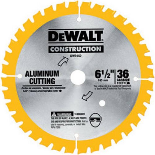Product Cover DEWALT 6-1/2-Inch Circular Saw Blade, Aluminum Cutting, 5/8-Inch Arbor, 36-Tooth (DW9152)