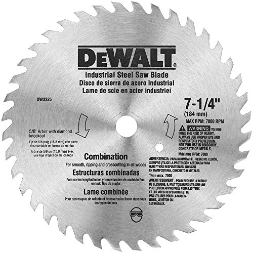 Product Cover DEWALT DW3325 7-1/4-Inch 40 Tooth ATB Combination Saw Blade with 5/8-Inch and Diamond Knockout Arbor