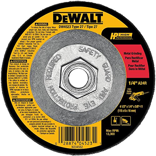 Product Cover DEWALT DW4523 4-1/2-Inch by 1/4-Inch by 5/8-Inch General Purpose Metal Grinding Wheel