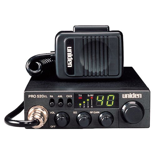 Product Cover Uniden PRO520XL Pro Series 40-Channel CB Radio. Compact Design. ANL Switch and PA/CB Switch. 7 Watts of Audio Output and Instant Emergency Channel 9. - Black