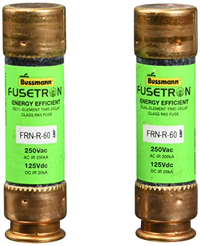 Product Cover Bussmann BP/FRN-R-60 60 Amp Fusetron Dual Element Time-Delay Current Limiting Class RK5 Fuse, 250V Carded UL Listed, 2-Pack