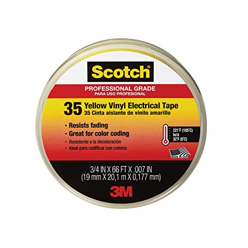 Product Cover Scotch #35 Vinyl Electrical Tape, 10844-DL-5, 3/4 in x 66 ft x 0.007 in, Yellow