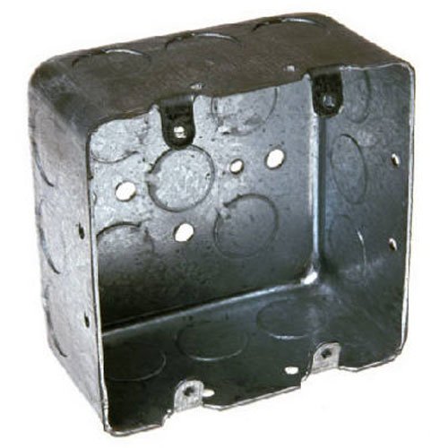 Product Cover Hubbell-Raco 683 2 Device, 2-1/8-Inch Deep, 1/2-Inch and 3/4-Inch Side Knockouts 4-Inch Square Switch Box, Drawn