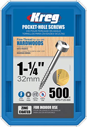 Product Cover Kreg SPS-F125-500 Pocket Hole Screws 1-1/4-Inch #2 Fine Pan-Head 500ct