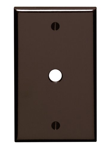 Product Cover Leviton 85013 1-Gang .406 Inch Hole Device Telephone/Cable Wallplate, Standard Size, Thermoset, Box Mount, Brown