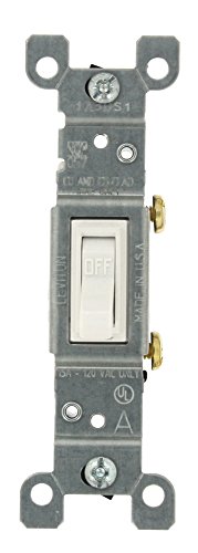 Product Cover Leviton 1451-2WM 15 Amp, 120 Volt, Toggle Framed Single-Pole Ac Quiet Switch, Residential Grade, Grounding, 10-Pack, White