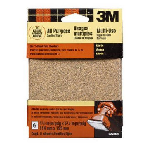 Product Cover 3M 9222NA 4.5-Inch by 5.5-Inch Clip-On Palm Sander Sheets, Coarse grit, 6-pack
