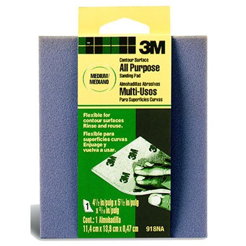 Product Cover 3M Contour Surface Sanding Sponge, 4.5-Inch by 5.5-Inch by .1875-Inch