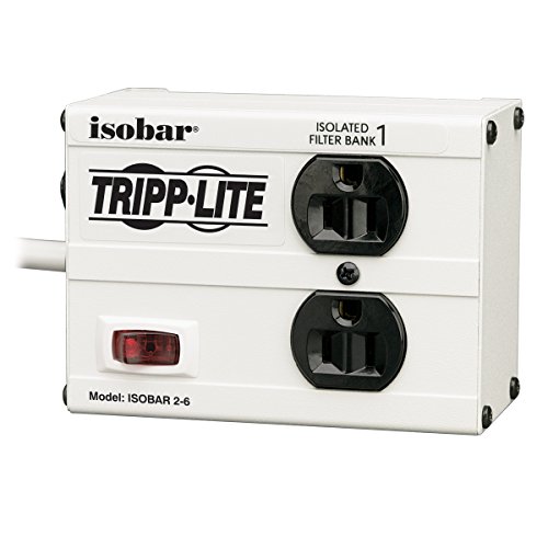 Product Cover Tripp Lite Isobar 2 Outlet Surge Protector Power Strip, 6ft Cord, Right-Angle Plug, Metal, Lifetime Limited Warranty & $25,000 Insurance (ISOBAR2-6)