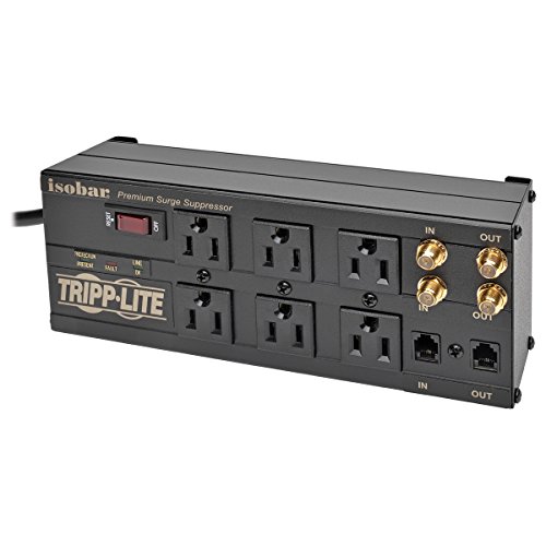 Product Cover Tripp Lite Isobar 6 Outlet Surge Protector Power Strip, 6ft Cord, Right-Angle Plug, Tel/Coax/Modem Metal Protection, Lifetime  Warranty & $250,000 INSURANCE (ISOBAR6DBS)