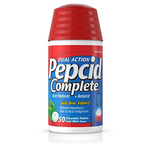 Product Cover Pepcid Complete Acid Reducer + Antacid Chewable Tablets for Heartburn Relief, Mint Flavor, 50 ct.
