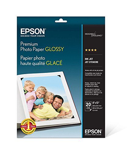 Product Cover Epson Premium Photo Paper GLOSSY (8x10 Inches, 20 Sheets) (S041465)