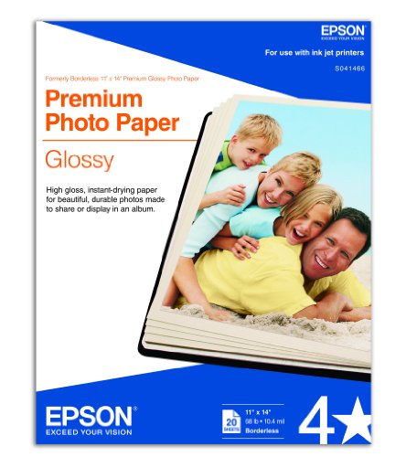 Product Cover Epson Premium Photo Paper GLOSSY (11x14 Inches, 20 Sheets) (S041466)