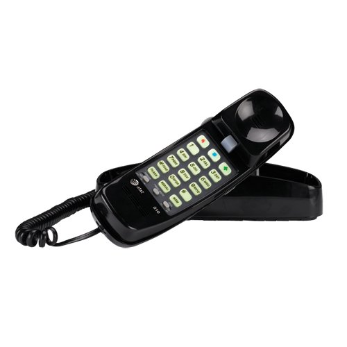 Product Cover AT&T 210 Basic Trimline Corded Phone, No AC Power Required, Wall-Mountable, Black