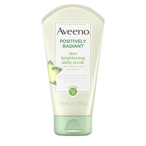 Product Cover Aveeno Positively Radiant Skin Brightening Exfoliating Daily Facial Scrub with Moisture-Rich Soy Extract, Jojoba & Castor Oils, Soap-Free, Hypoallergenic & Non-Comedogenic Face Cleanser, 5 oz