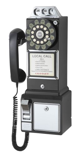 Product Cover Crosley CR56-BK 1950's Payphone with Push Button Technology, Black