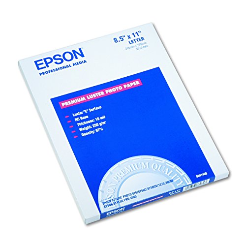 Product Cover Epson S041405 Ultra Premium Photo Paper, 64 lbs., Luster, 8-1/2 x 11 (Pack of 50 Sheets)