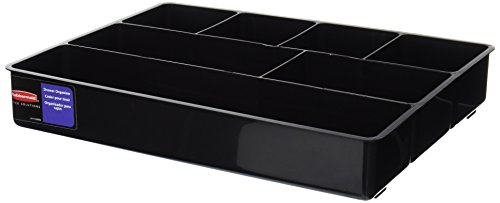 Product Cover Rubbermaid Extra Deep Desk Drawer Director Tray, Plastic, 11.875 x 15 x 2.5 Inches, Black